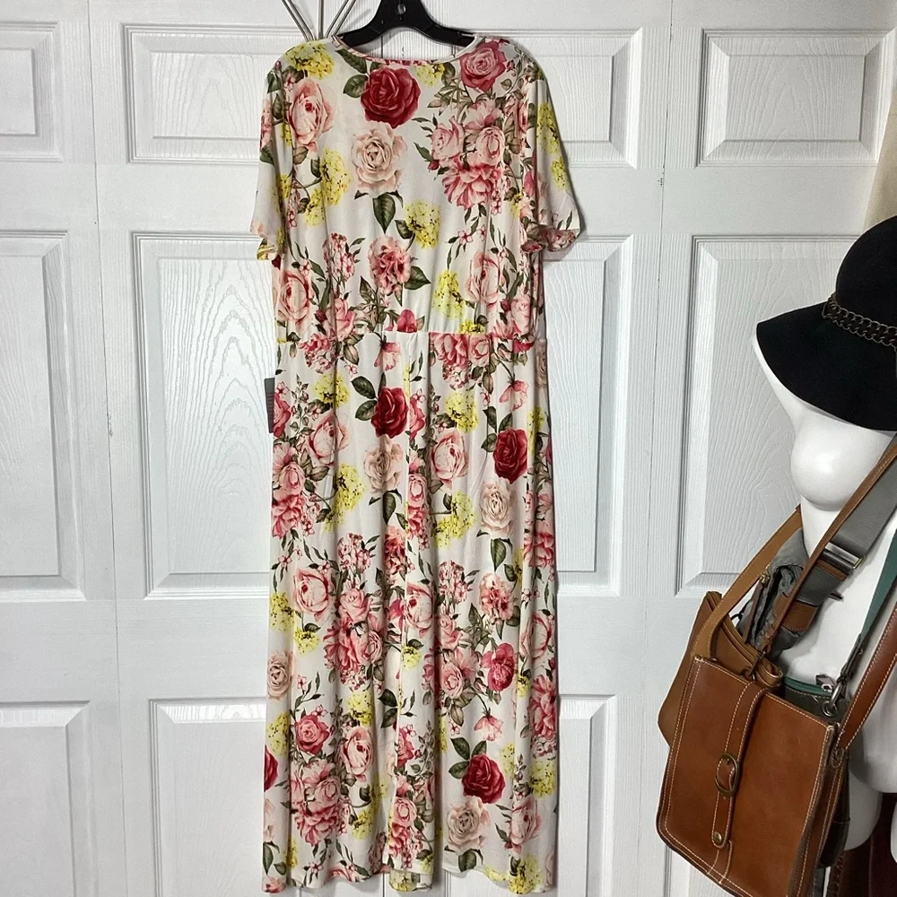 By Design Brand Floral V-Neck Maxi Dress Vintage Rose Nordstrom Tag NWT 1X - Picture 2 of 12